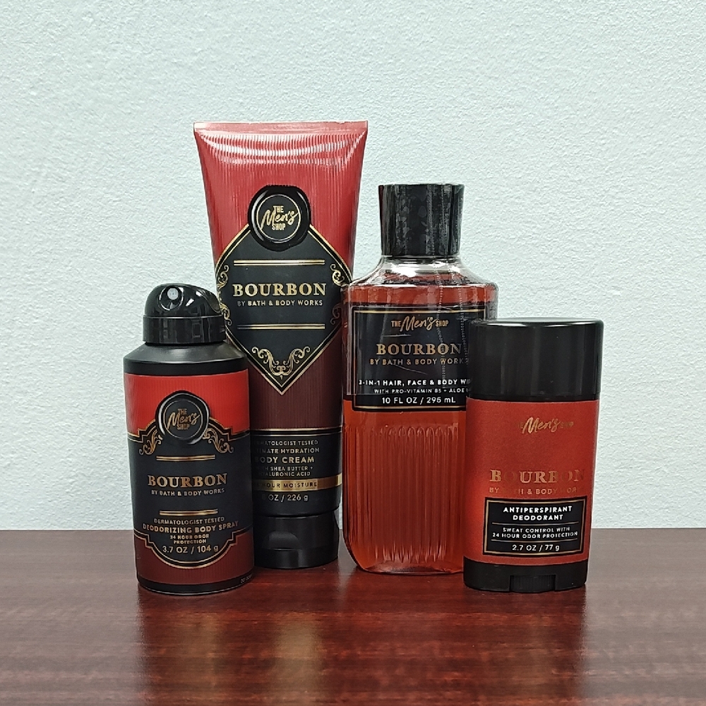 Bath & Body Works BOURBON Men's Collection 4 Piece Bundle